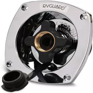 캠핑카 트레일러 마린용 조절기가 장착된 RVGUARD RV 시티 워터 인렛 크롬 월 마운트 필 내장 체크 밸브