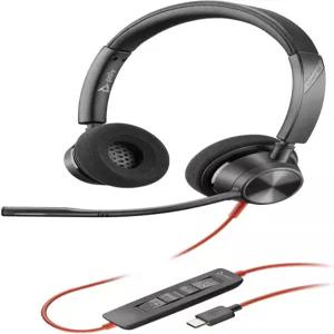 Plantronics - Blackwire 3320 USB-A 붐 마이크가 장착된 유선 듀얼 이어 스테레오 헤드셋 PC Mac 또는