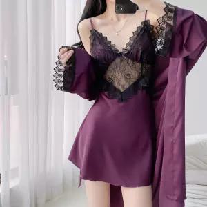 잠옷홈웨어 봄가을 2p 레이스 슬립 스커트 패드 나시 가운 투피스 홈웨어 심쿵직구