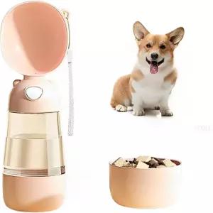 음식 용기가 포함된 2 in 1 개 물병 휴대용 물 디스펜서 강아지 고양이 애완동물을 위한 야외 음료 병 여행