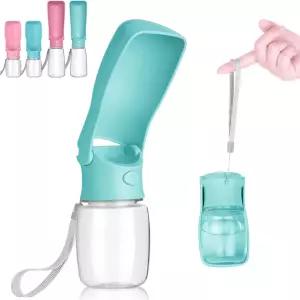 휴대용 반려견 물병 접이식 누수 방지 디스펜서 산책 하이킹 여행용 반려동물 음료 컵 블루 12온스