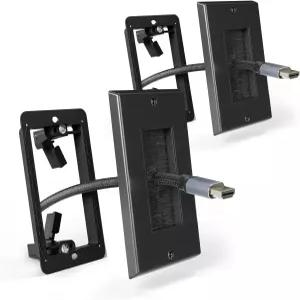 장착 브래킷이 있는 LEENUE 브러시 월 플레이트 저전압 전선용 케이블 패스 스루 데코레이터 커버 TV 홈