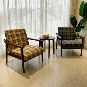 단단한 나무 캐주얼 라운지 싱글 의자 발코니 식당 낮은