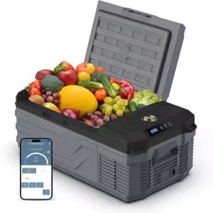 옐로우 재킷 12볼트 자동차 냉장고 16쿼트 전기 쿨러 야외 캠핑 여행용 휴대용 트럭 RV 홈 오피스용