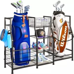 소니아베카 골프백 거치대 바구니와 고리가 있는 차고용 용품 정리대 2개 수납 남성용 선물 스포츠 장비