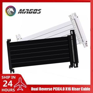 듀얼 리버스 PCIE 라이저 케이블 3.0 4.0 X16 18.5cm 20cm 미니 ITX 케이스 비디오 카드 확장용 차폐형 유