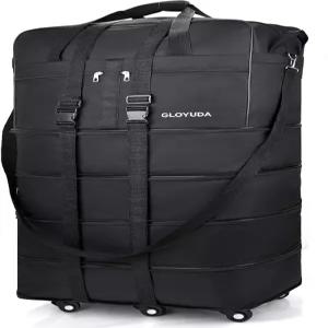 Gloyuda 130L 확장 가능한 수하물 바퀴가 달린 43인치 초대형 여행 가방 접이식 롤링 더플백 손잡이 랩