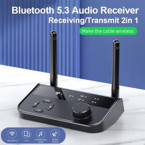 2in 1 블루투스 5.3 오디오 리시버 트랜스미터 3.5mm AUX 잭 RCA 스테레오 음악 무선 어댑터 동글 (TV 자동