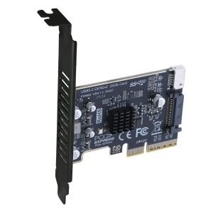USB 3.2 GEN2 라이저 보드 PCI Express X4 to Type E 확장 카드 20Gb 컨버터 데스크탑 전면 패널