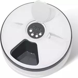 건조 식품 보충제 및 간식용 자동 고양이 사료 공급기 6구획 타임드 캣 디스펜서 소형견용 얼음 필요 없음