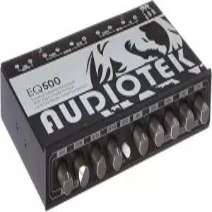 서브우퍼 출력 및 CD/라디오 셀렉터 스위치가 있는 Audiotek At-eq500 5밴드 그래픽 이퀄라이저