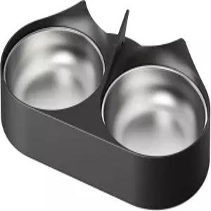 페트리브로 애완동물 사료 분할기 스테인리스 스틸 그릇 고양이 또는 개 두 마리를 위한 자동 공급 공급기