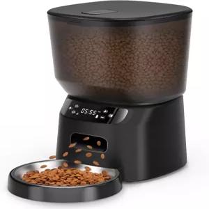 자동 고양이 사료 공급기 스테인리스 스틸 그릇이 있는 디스펜서 시간 조절 20인분 하루 6끼 음성 녹음기