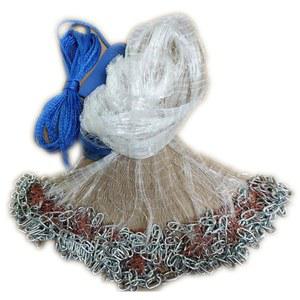 피싱 캐스트 네트 반경 4피트 12피트 해수 캐스팅 먹이 트랩 어류용 간편 슬로우 모노필라멘트 라인 스틸 체인 싱커 포함 3/5인치 메시 사이즈 -4피트