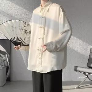 원더우면 남친 블랙 솔리드 셔츠 뉴차이나 커프스 상의 자카드 OPH5