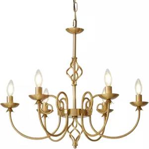 HONGREN 모던 골드 샹들리에 다이닝 룸 6 조명 캔들 기구 26인치 걸이 펜던트 라이트 러스틱 인더스트리아