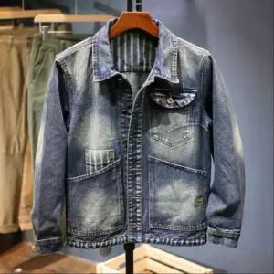 남친 데님 캐주얼 청자켓 자켓 봄가을 스트라이프 점퍼 루즈핏 댄디한멋짐 패치 OOTD3