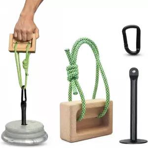 손가락 힘 팔뚝 훈련을 위한 휴대용 클라이밍 행보드 듀얼 깊이 나무 그립 블록 조정 가능한 로프와