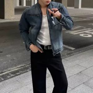남성 데님 빈티지 가을 댄디한멋짐 청자켓 워싱 숏 자켓 루즈핏 탑 시크 코트 OOTD3