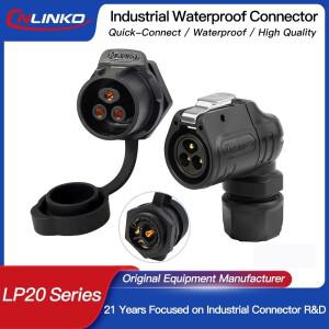 CNLINKO 90번 ° 자동 기계 장비를 위한 소형 배선 방수 IP68 산업용 커넥터 PBT LP20 직각 플러그