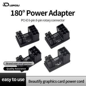 LDPCSJ 180 ° 회전형 엘보우 PCI-E 그래픽 카드 전원 어댑터 커넥터 GPU PSU 스티어링 6핀 8핀 배선