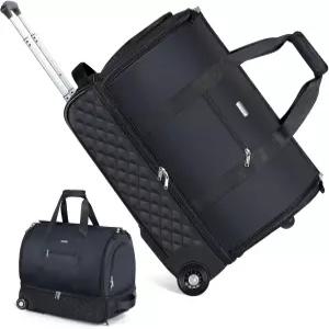 여행용 레킨치 롤링 가먼트백 - 바퀴 및 신발 수납 공간이 있는 컨버터블 더플백 출장 결혼식 위켄더용