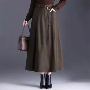 빛채운 빈티지 가을 스커트 여성 A라인 무릎 정장 플리츠 OPH3