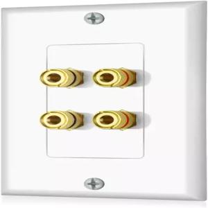 ICESpring 바나나 바인딩 포스트 투피스 커플러 삽입 벽판 2개용 표준 싱글 갱 WHITE