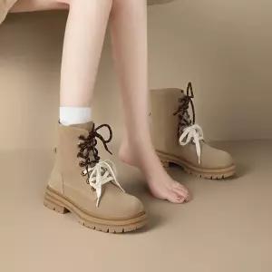 샤오원샵 여자 노랑 빈티지 가을 단화 워커힐 부츠 키작녀 스니커즈 키높이 브리티쉬 등산 워커 꾹3