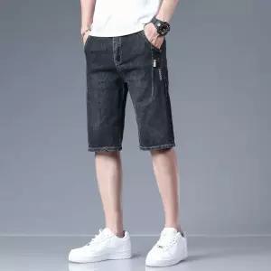 샤오원샵 남사친 데님 캐주얼 여름 쿨링 청반바지 스트레이트 얇은 반바지 키작남 꾹1