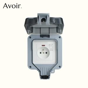 Avoir 실외 벽 방수 소켓 프랑스 표준 플러그 IP66 날씨 방진 외부 콘센트 이중