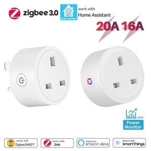 홈어시스턴트 지그비 스마트 소켓 영국 플러그 전력 모니터링 기능이 있는 자동화 콘센트 Alexa Zigbee2MQT