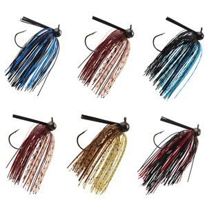 농어 낚시를 위한 AGOOL 수영 지그 축구 낚시 루어 금속 머리 다색 실리콘 스커트 잡초 보호대 송어 연어를 미끼 뒤집기