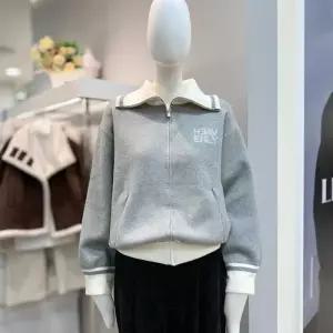 [더틸버리]배색 하이넥 집업 니트 가디건MTRAM1CD51W_DG