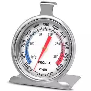 스테인리스 스틸 오븐 온도계 50-300°C/100-600°F 아날로그 즉시 읽기 배터리 없는 주방 조리 후크 앤