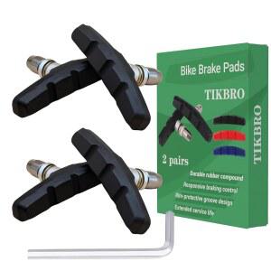 자전거용 헥스 너트 V 브레이크 패드가 장착된 틱브로 자전거 패드 2쌍, 산악 70mm 길이 블록 소음 없음