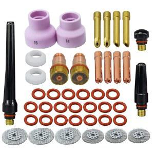 [미국배송] 리버웰드 TIG 스터비 가스 렌즈 콜릿 본체 10N 4GL 4C 쇼트 웨지 세이버 시리즈 샴페인 세라믹 노즐 R 타입 53NABSP3 SR WP 17 18 26 용접 토치 43개용