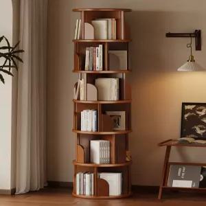 원목회전책꽂이 원형 수납 책장 선반 북타워 공간활용