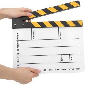 클래퍼 보드 독립영화 무비슬레이트 편집 영화 영상 White 디렉터 역할 제작을 Yellow Board P 1YWE4 SYHAQYE Stripe 영화촬영소품 클랩 필름