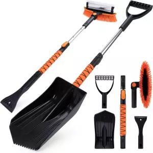 자동차 앞유리용 톤다 스노우 브러시 및 스 스크레이퍼 스퀴지가 있는 180 회전 폼 그립이 확장 가능한