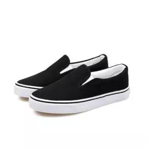 캐주얼룩 남여공용 무지 통굽 슬립온 흰색 검정 깔끔 스니커즈