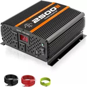 TVNIKD 2500와트 자동차 파워 인버터 12V ~ 110V / 120V RV 세미 트럭 차량용 컨버터 및 3개의 AC 콘센트와