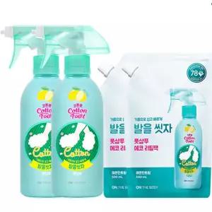 온더바디 코튼풋 발을씻자 풋샴푸 레몬 385ml 2개+리필 500ml 2개