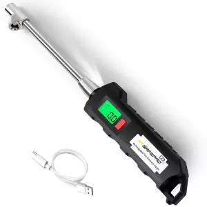 ATsafepro 크롬 도금 스틸 듀얼 헤드 타이어 인플레이터 - 150 PSI 백라이트 LCD 및 손전등 세미 트럭 RV