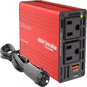 400W 자동차 파워 인버터 - 듀얼 DC 12V 110V AC 플러그 어댑터 콘센트 고속 충전 USB C 65W 및 24W 포트