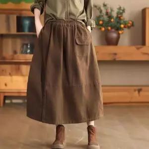 여자 치마 롱 모직 봄 빈티지 입체 밴딩 순정 A라인 원픽1