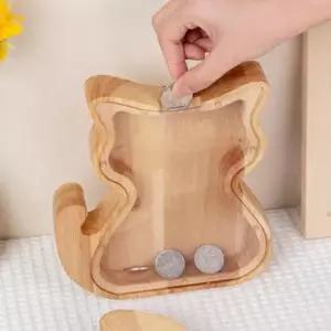 [문구/오피스] 아크릴 우드 캐릭터 저금통 인테리어저금통 4종