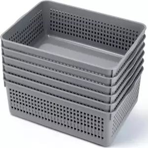 CACASO 6팩 교실 반납 플라스틱 종이 트레이 정리 및 보관용 데스크톱 파일 정리함 바구니 도서관 사무실