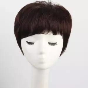 여성 숏컷 통가발 전체가발 2컬러 자연 스러운 인모 스타일 패션 단발 숏가발 짧은