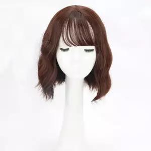 여성용 단발 웨이브 미디움 통가발 패션 헤어 스타일 자연 스러운 긴머리가발 웨이브가발